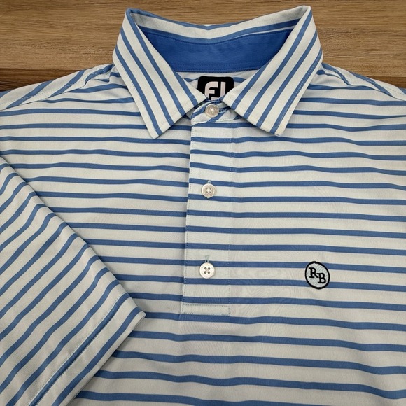 FootJoy Other - FootJoy Golf Polo Men's Large Blue White Stripe Stretch Performance